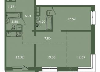 Трехкомнатная квартира на продажу, 76.22 м2, Иркутск, ЖК Скандинавия
