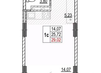 Продается 1-комнатная квартира, 29.02 м2, Белгород