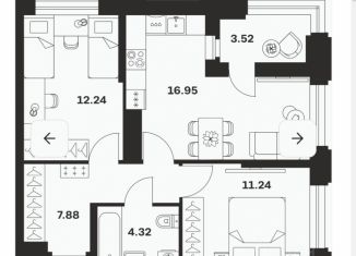 Продаю двухкомнатную квартиру, 56 м2, Тульская область