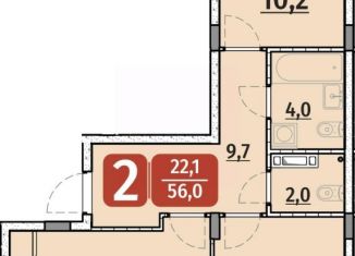 Продам 2-ком. квартиру, 56 м2, Чебоксары, Калининский район