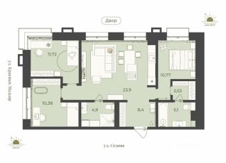 Продается 2-комнатная квартира, 77.7 м2, Иркутск