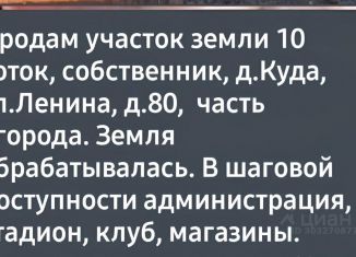 Земельный участок на продажу, 10 сот., деревня Куда, улица Ленина, 80