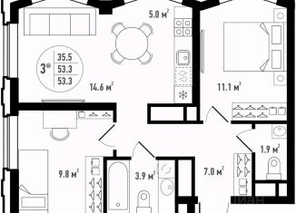 Продаю 3-ком. квартиру, 53.3 м2, Астрахань, Ленинский район