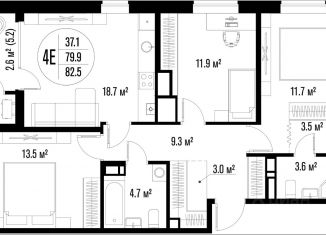 Продам 3-комнатную квартиру, 82.5 м2, Астрахань