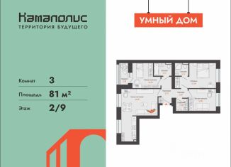 Продаю 3-комнатную квартиру, 81 м2, Пермь