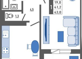 Продаю 1-комнатную квартиру, 43 м2, Орловская область