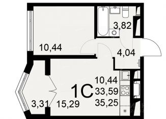 Продажа 1-комнатной квартиры, 35.25 м2, Тула
