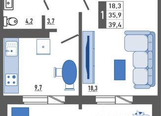 Продажа 1-комнатной квартиры, 39.4 м2, Орловская область