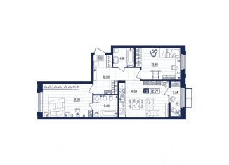 Продам квартиру, 72.77 м2, Тула