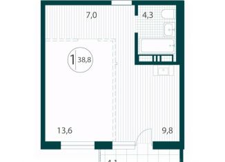 Продается 1-комнатная квартира, 38.8 м2, Иркутск