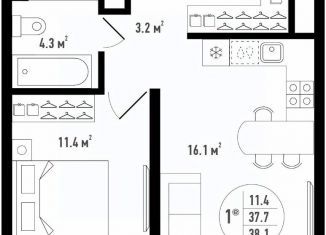 2-ком. квартира на продажу, 38.1 м2, Астраханская область