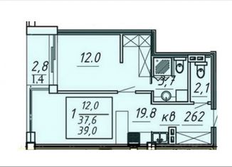 Продам 1-ком. квартиру, 39 м2, Ессентуки