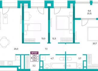 Продаю 3-ком. квартиру, 93 м2, Симферополь, Киевский район