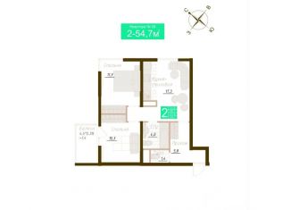 Продам 2-комнатную квартиру, 51.5 м2, посёлок городского типа Молодёжное
