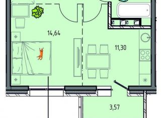 Продам 1-комнатную квартиру, 41.19 м2, Иркутск
