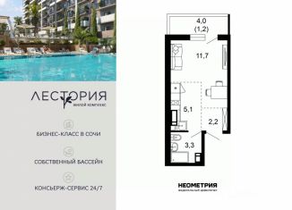 Продажа 1-комнатной квартиры, 23.5 м2, Сочи, микрорайон Кудепста