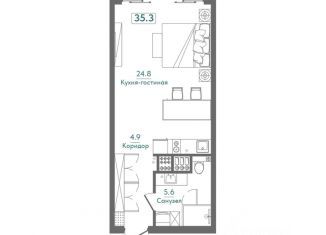 Квартира на продажу студия, 35.3 м2, Саки