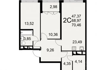 Продам 2-комнатную квартиру, 69.65 м2, Тула, улица Фёдора Смирнова, 2