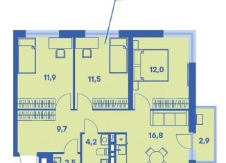 Продам 3-комнатную квартиру, 69.5 м2, Пермь, Индустриальный район