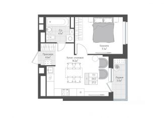 Продается однокомнатная квартира, 35.55 м2, Тверь, улица Левитана, 97