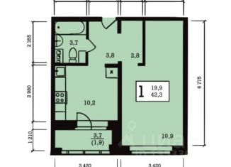 Продажа 1-ком. квартиры, 42.3 м2, Ярославская область