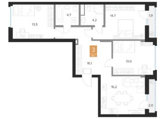 Продажа 3-комнатной квартиры, 84.4 м2, Курская область