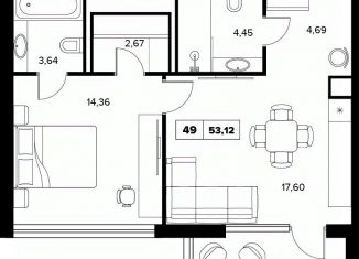 Продается 2-ком. квартира, 53.12 м2, Сочи, улица Семашко, 37Ак2