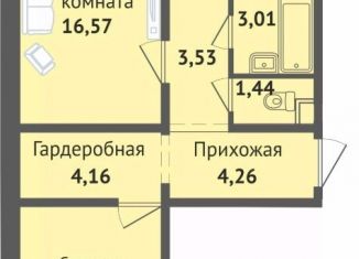 Двухкомнатная квартира на продажу, 64.38 м2, Чебоксары, улица Богдана Хмельницкого, 129, Ленинский район