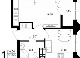 Продажа 1-комнатной квартиры, 33.7 м2, Севастополь