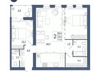 Продам 2-ком. квартиру, 77.8 м2, Смоленск