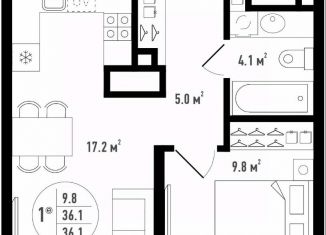 Продаю двухкомнатную квартиру, 36.1 м2, Астраханская область
