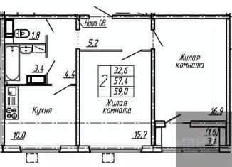 2-ком. квартира на продажу, 58.5 м2, Воронеж