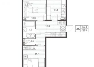 Продается 2-ком. квартира, 60.8 м2, Дербент, улица Победы, 18