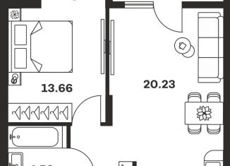Продам 1-ком. квартиру, 47.26 м2, Тула
