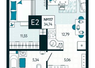 Продается 1-комнатная квартира, 34.74 м2, Тульская область