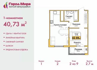 1-ком. квартира на продажу, 40.73 м2, Крым