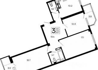 Продажа 3-ком. квартиры, 82.7 м2, Крым
