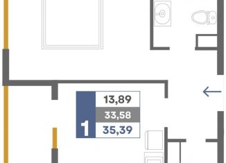 1-комнатная квартира на продажу, 35.39 м2, Крым