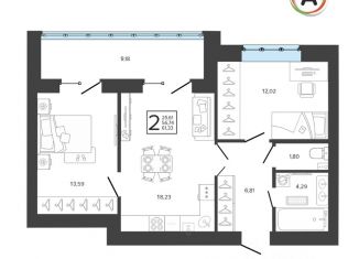 Продам 2-ком. квартиру, 61.4 м2, Брянск, Советский район