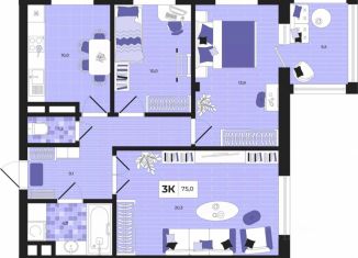 Продажа 3-ком. квартиры, 75 м2, Московская область