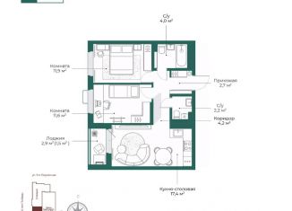 Продажа 2-комнатной квартиры, 55.5 м2, Ижевск