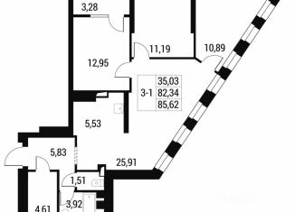 Продается трехкомнатная квартира, 85.62 м2, Самара, проспект Масленникова, 7А