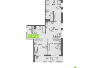Продам 3-ком. квартиру, 68.9 м2, Архангельск