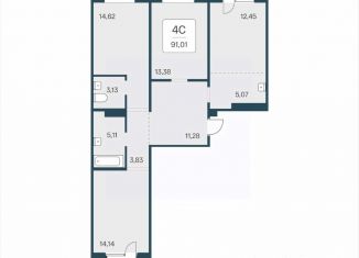 Продам 4-комнатную квартиру, 91.01 м2, Новосибирская область