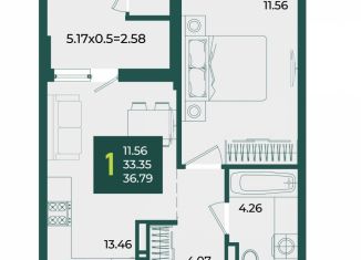 Продается 1-комнатная квартира, 36.79 м2, Краснодарский край