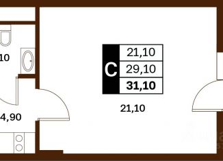 Продается квартира студия, 31.1 м2, Ставрополь, Ленинский район