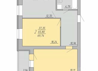 Продается 2-ком. квартира, 69.74 м2, Тверь