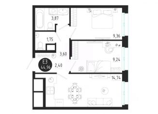 Продам 2-ком. квартиру, 44.96 м2, Тула