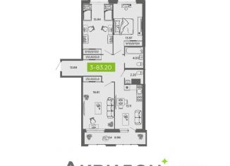 Продажа трехкомнатной квартиры, 83.2 м2, Архангельск