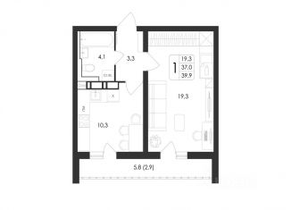 Продам 1-ком. квартиру, 39.9 м2, Воронеж, Советский район
